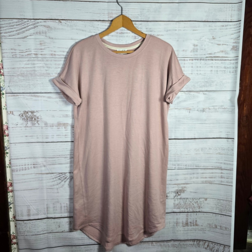 Wonderly Almost Pink T-Shirt Dress Rolled Sleeve Midi Dress NWT Small